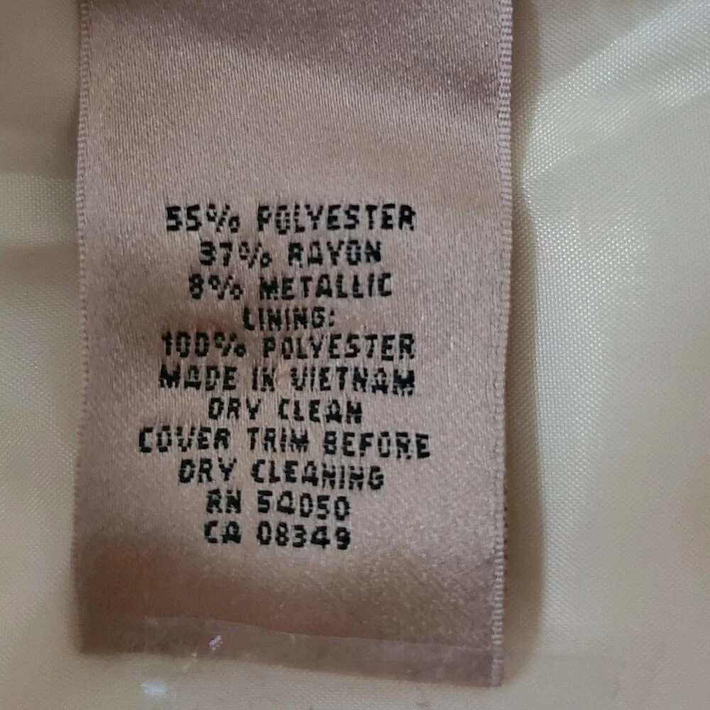 KASPER Women's Petite Rhinestone Buttons Metallic Floral Coat Jacket Size 8P - Picture 11 of 12